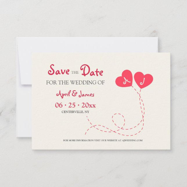 Two Hearts Save the Date Announcement (Front)