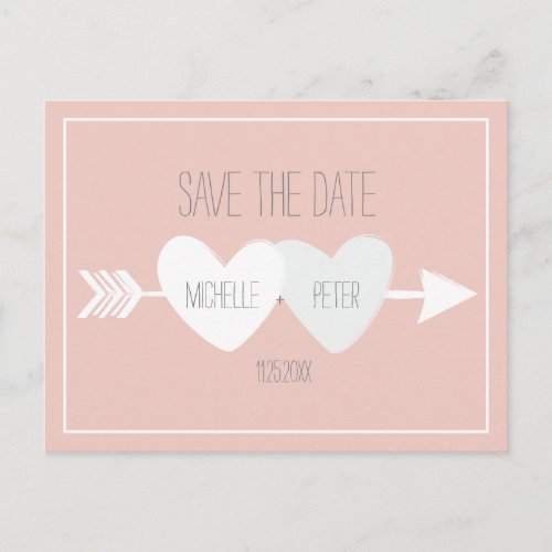 Two Hearts Save The Date Postcard