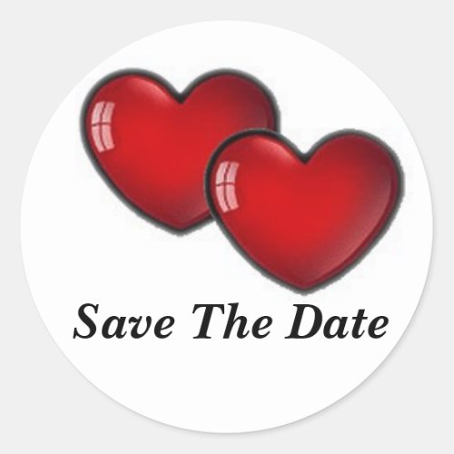 Two hearts save the date sticker
