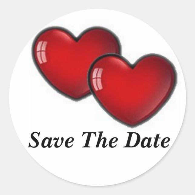 Two hearts save the date sticker (Front)