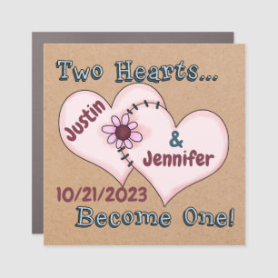 Two Hearts Sewn Together Save the Date Magnet