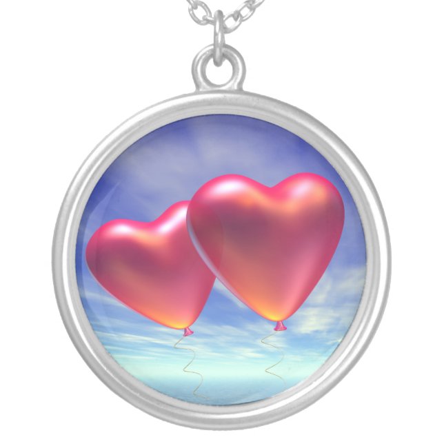 Two hearts silver plated necklace (Front)