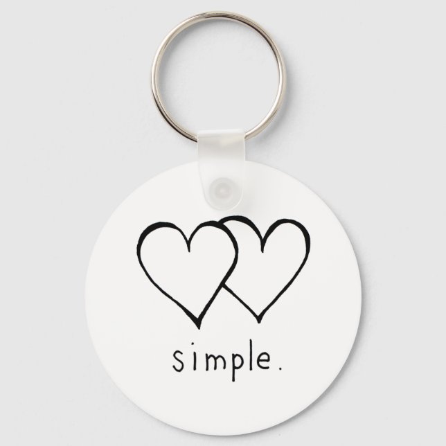 Two Hearts - Simple love - fresh line drawing art Keychain (Front)
