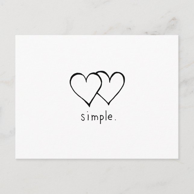 Two Hearts - Simple love - fresh line drawing art Postcard (Front)