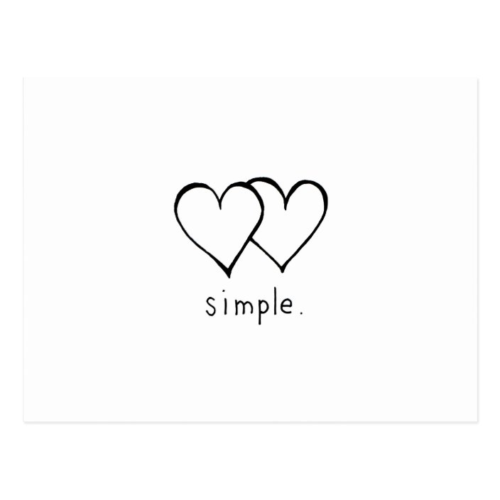 Two Hearts Simple Love Fresh Line Drawing Art Postcard Zazzle Com