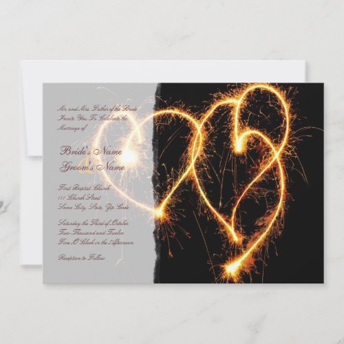 Two Hearts Sparklers Wedding Invitation