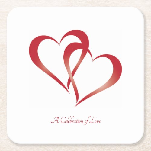 Two Hearts Square Paper Coaster