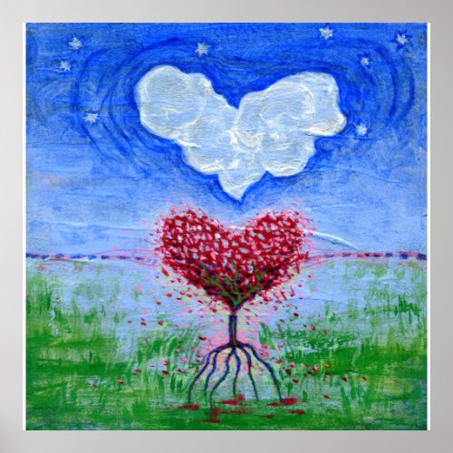 Two Hearts Surrealist Art Poster