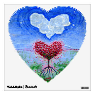Two Hearts Surrealist Art Wall Decal