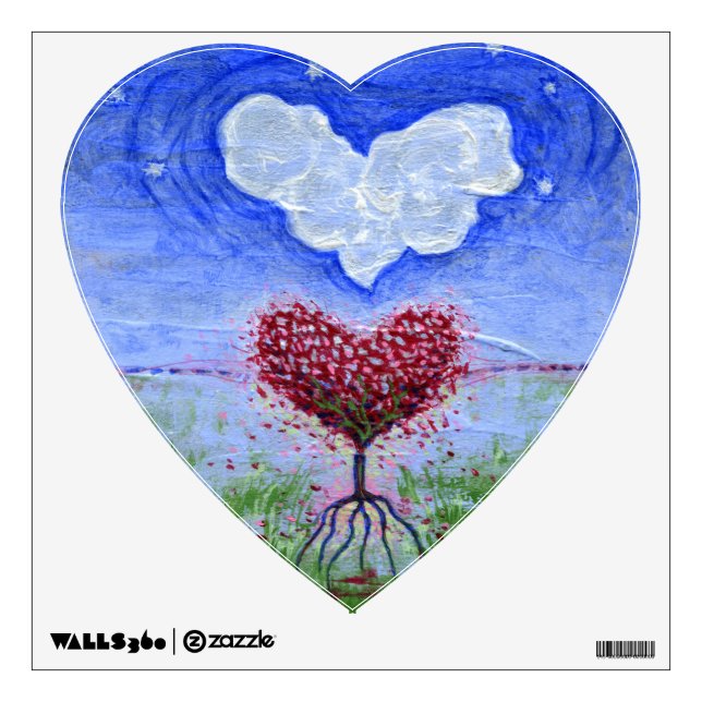 Two Hearts Surrealist Art Wall Decal (Front)