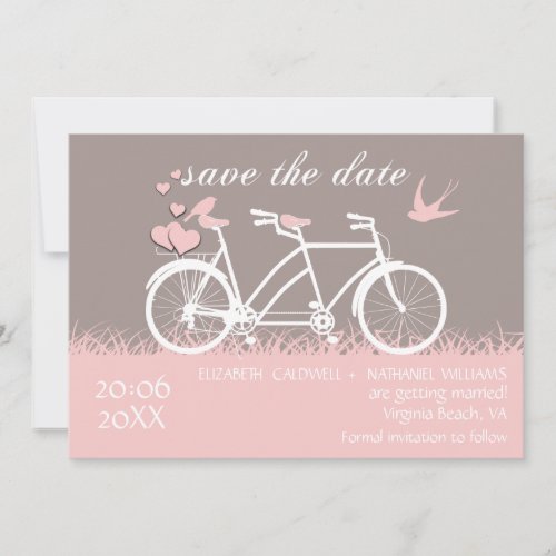 Two Hearts Tandem Bike Save The Date Announcement