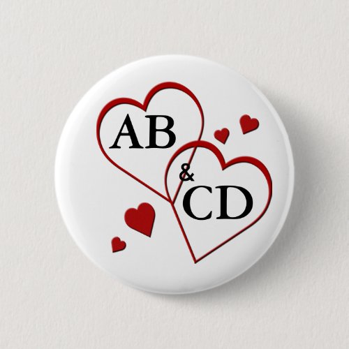 Two Hearts Template Pin Back Button