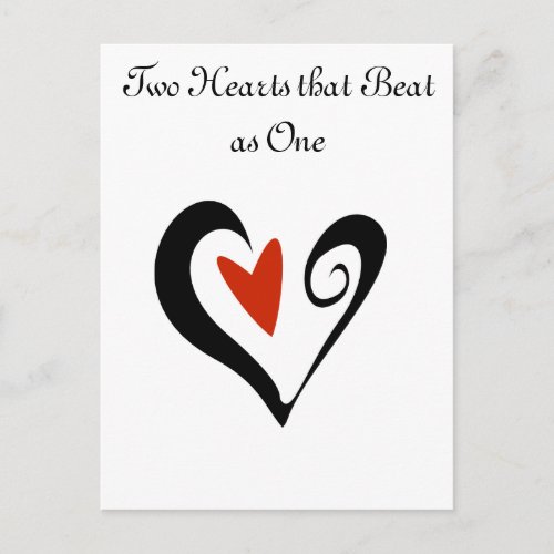 Two Hearts that Beat as One Postcard