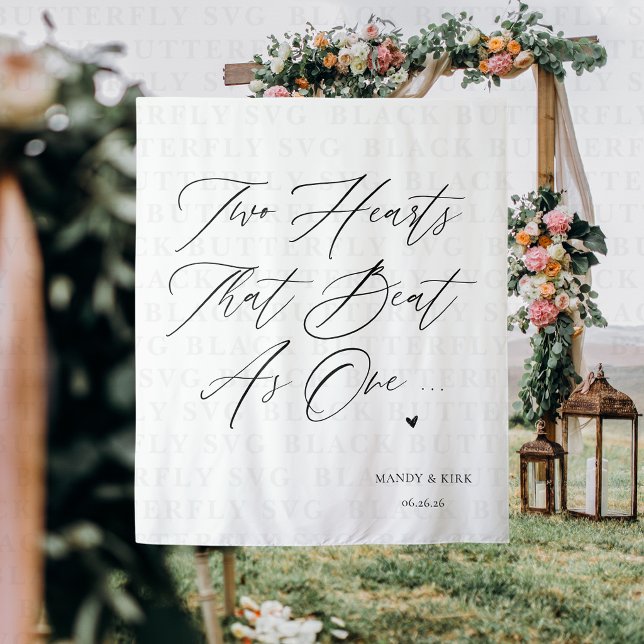Two Hearts That Beat As One Wedding Backdrop  (Two Hearts that Beat As One Wedding Backdrop Banner)