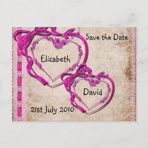 Two Hearts Together Announcement Postcard