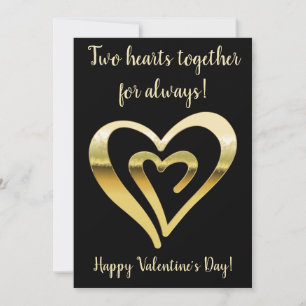 Two hearts together metallic gold Valentine's Day Holiday Card
