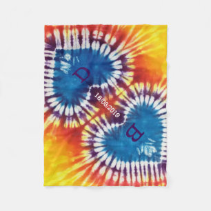 Two Hearts Together Tie Dye Wedding Personalized Fleece Blanket