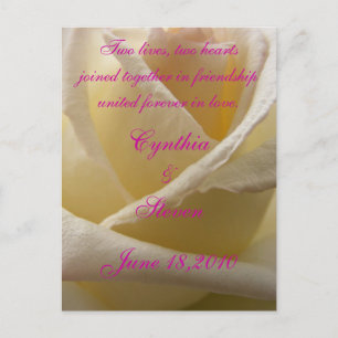 Two Hearts, two lives Announcement Postcard