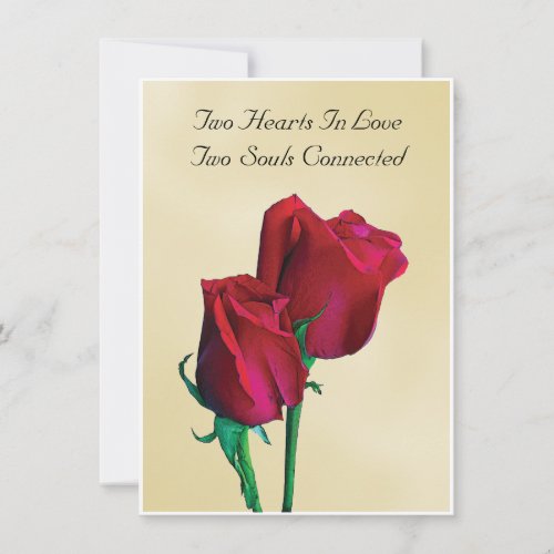 Two Hearts Two Souls Rose Wedding Invitation