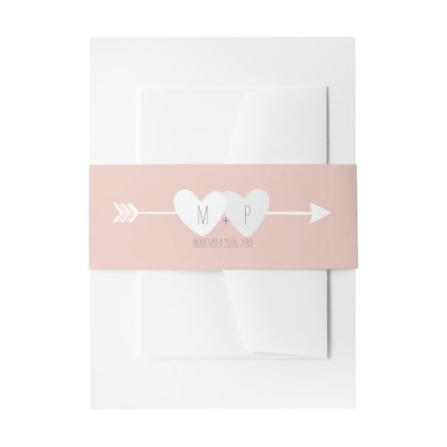 Two Hearts Wedding Invitation Belly Band