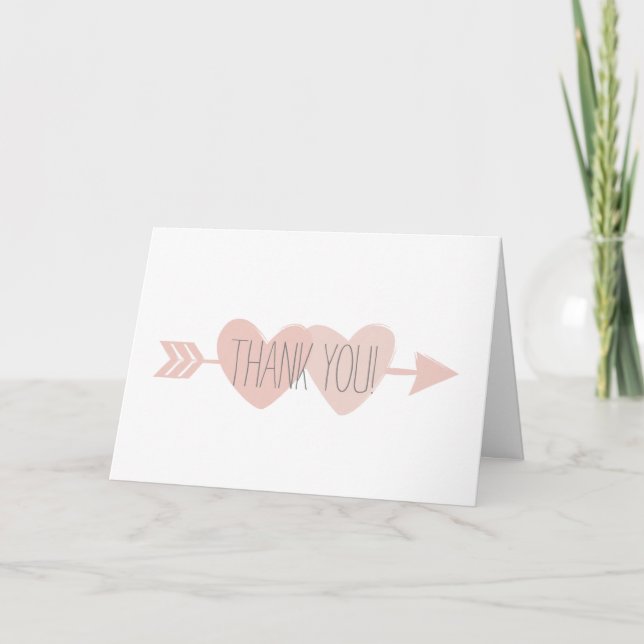 Two Hearts Wedding Letterpress Thank You Card (Front)