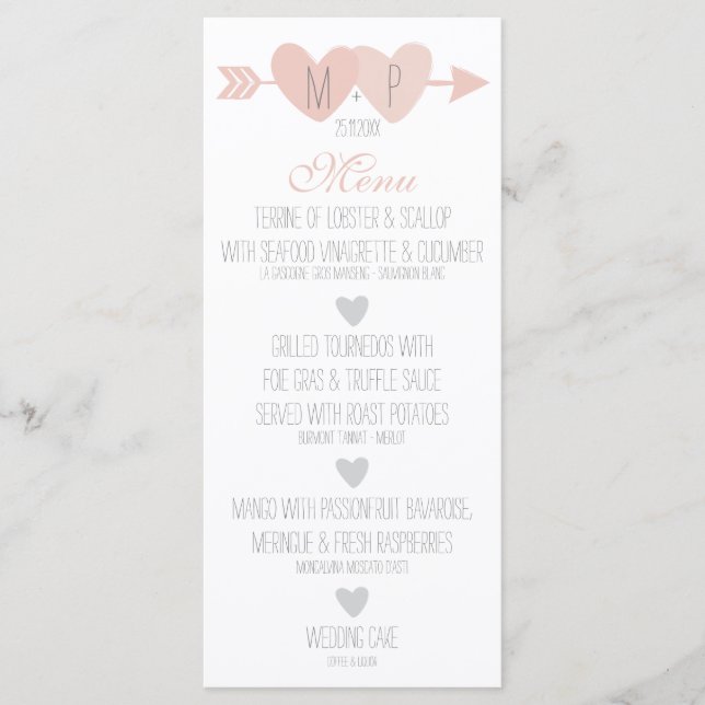 Two Hearts Wedding Menu (Front)