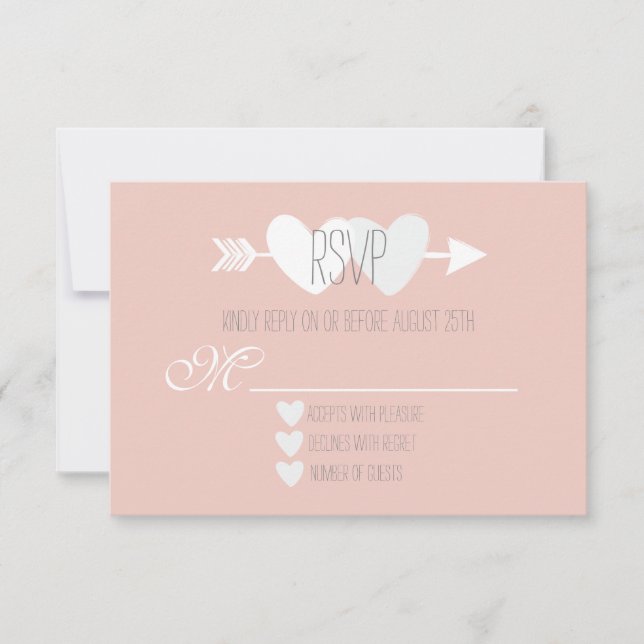 Two Hearts Wedding RSVP Card (Front)