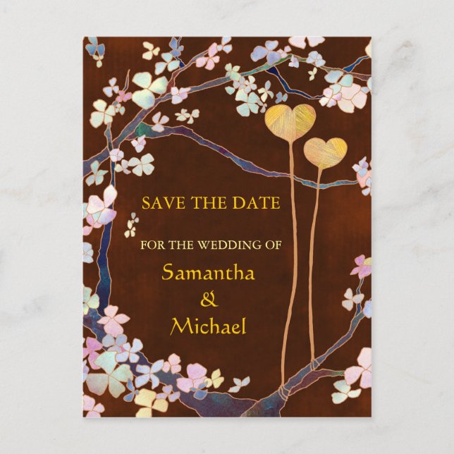 Two Hearts Wedding Save the Date Postcards (Front)