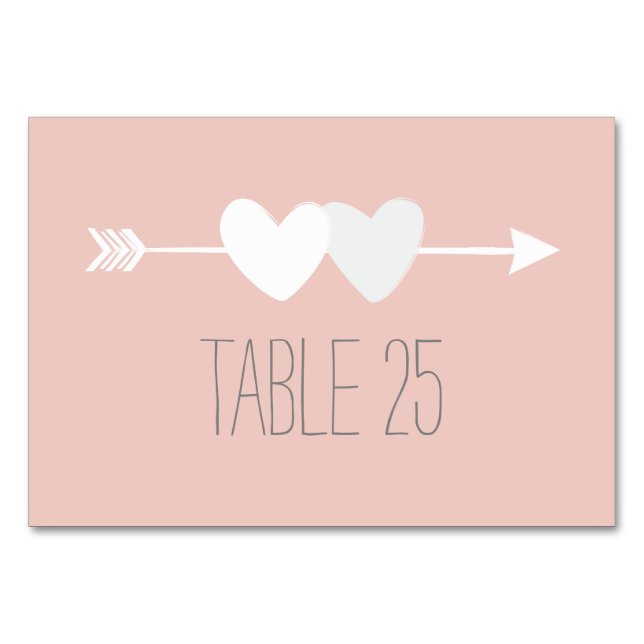 Two Hearts Wedding Table Number (Front)
