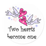 Two Hearts Wedding Tshirts and Gifts Classic Round Sticker