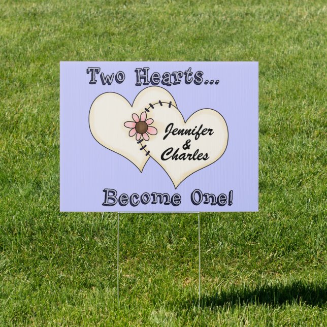 Two Hearts Wedding Yard Sign (Insitu)