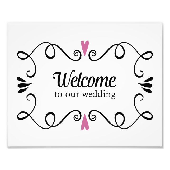 Two Hearts Welcome to our Wedding Sign (Front)