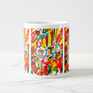 Two hedgehogs play autumn . giant coffee mug