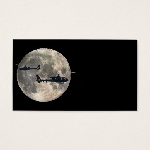 Customizable two helicopters silhouetted by a full moon business card