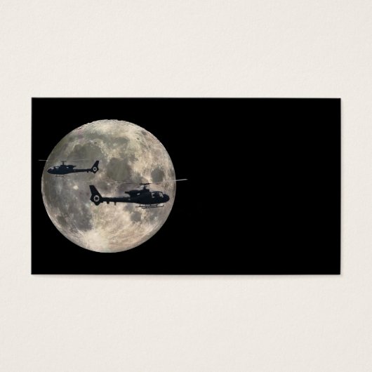 two helicopters silhouetted by a full moon (Front)