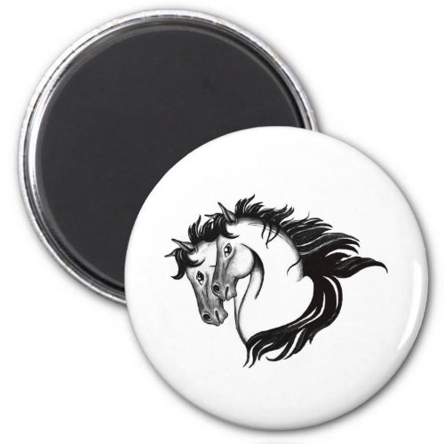 Two Horse Heads Magnet