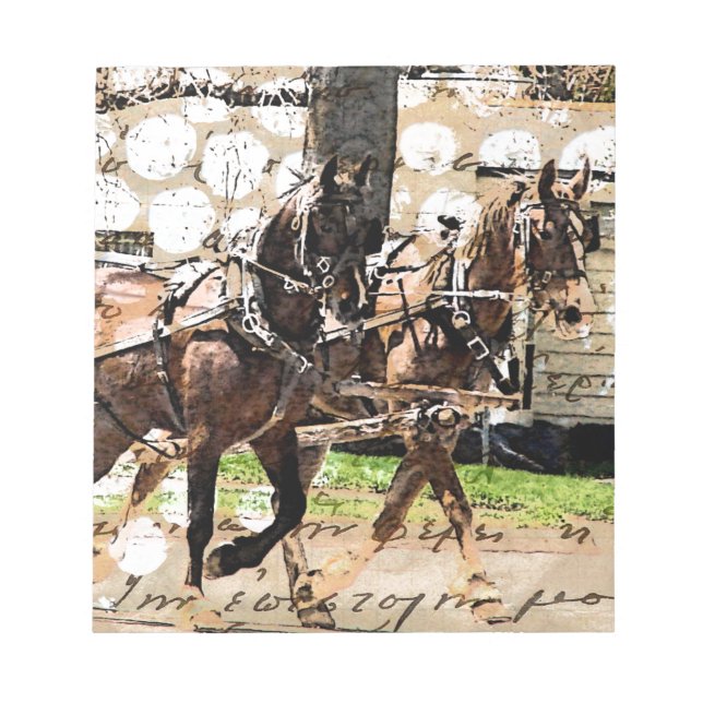Two Horse Team Mixed Media Collage Notepad (Front)