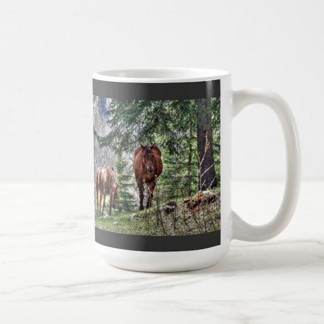 Two Horses and Forest Photo Drinking Mug (Right)