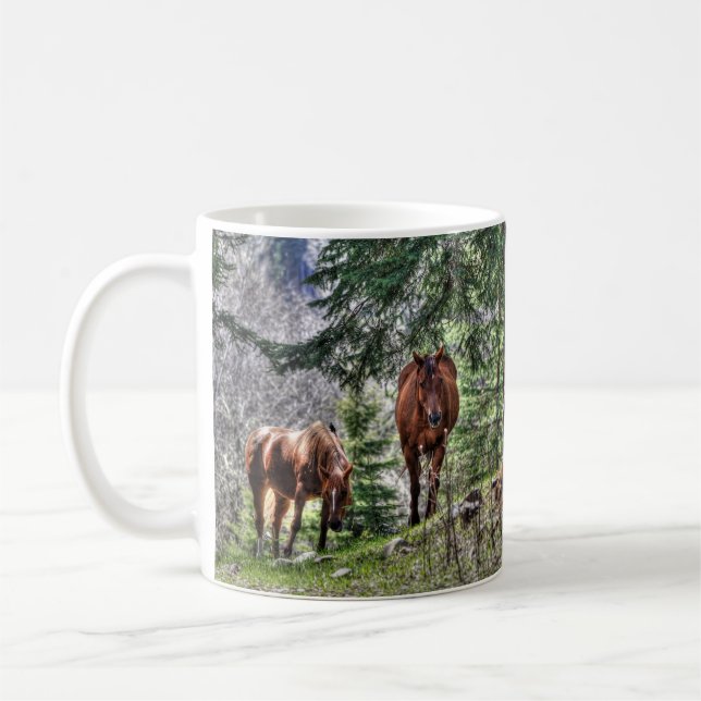Two Horses and Forest Photo Drinking Mug (Left)