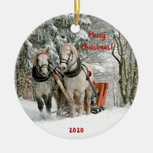 Belgian Horses in Harness - two sided Ornament