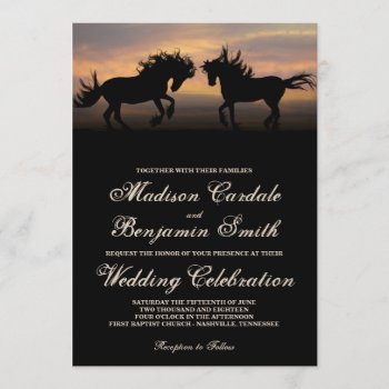 Two Horses At Sunset Country Wedding Invitations by RusticCountryWedding at Zazzle