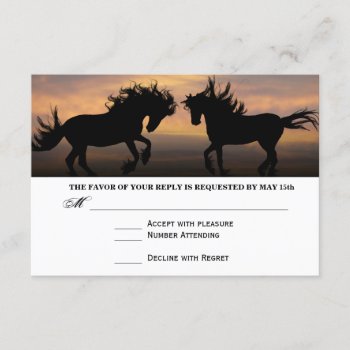 Two Horses At Sunset Country Wedding Rsvp Cards by RusticCountryWedding at Zazzle