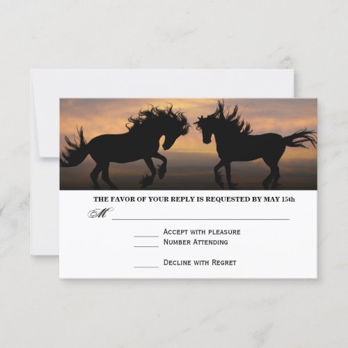 Two Horses at Sunset Country Wedding RSVP Cards