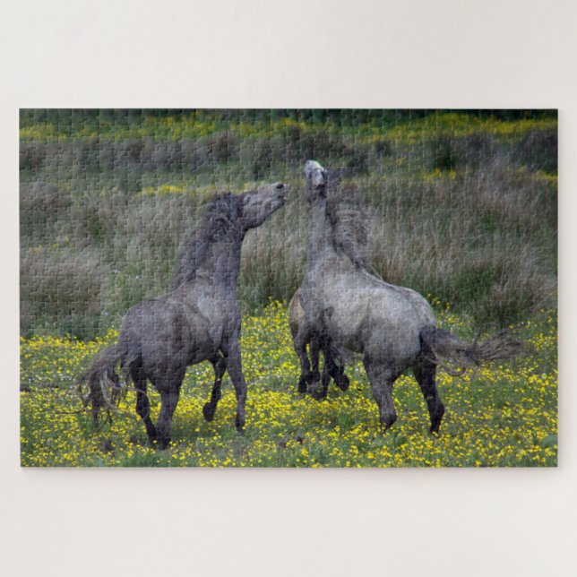 Two Horses Buck and Play Jigsaw Puzzle (Horizontal)
