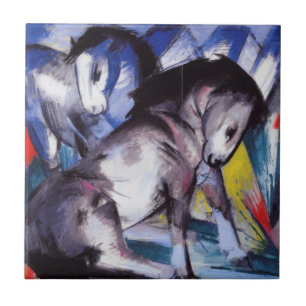 Two Horses (by Franz Marc) Ceramic Tile