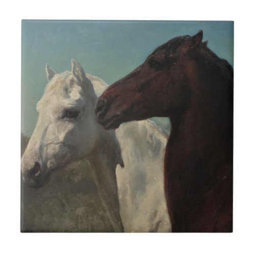 Two Horses by Rosa Bonheur Ceramic Tile