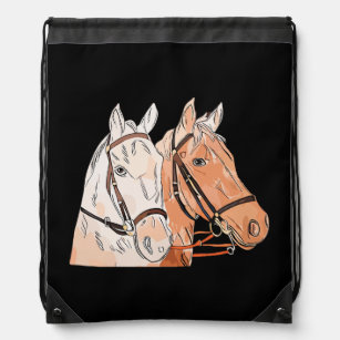 Two Horses, equestrian lover, gift ideas Drawstring Bag