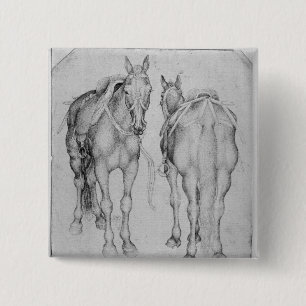 Two horses, from the The Vallardi Album Pinback Button