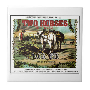 TWO HORSES IMAGINARY BEER CERAMIC TILE