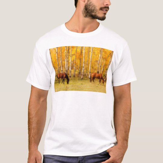 Two Horses in the Colorado Fall Foliage T-Shirt